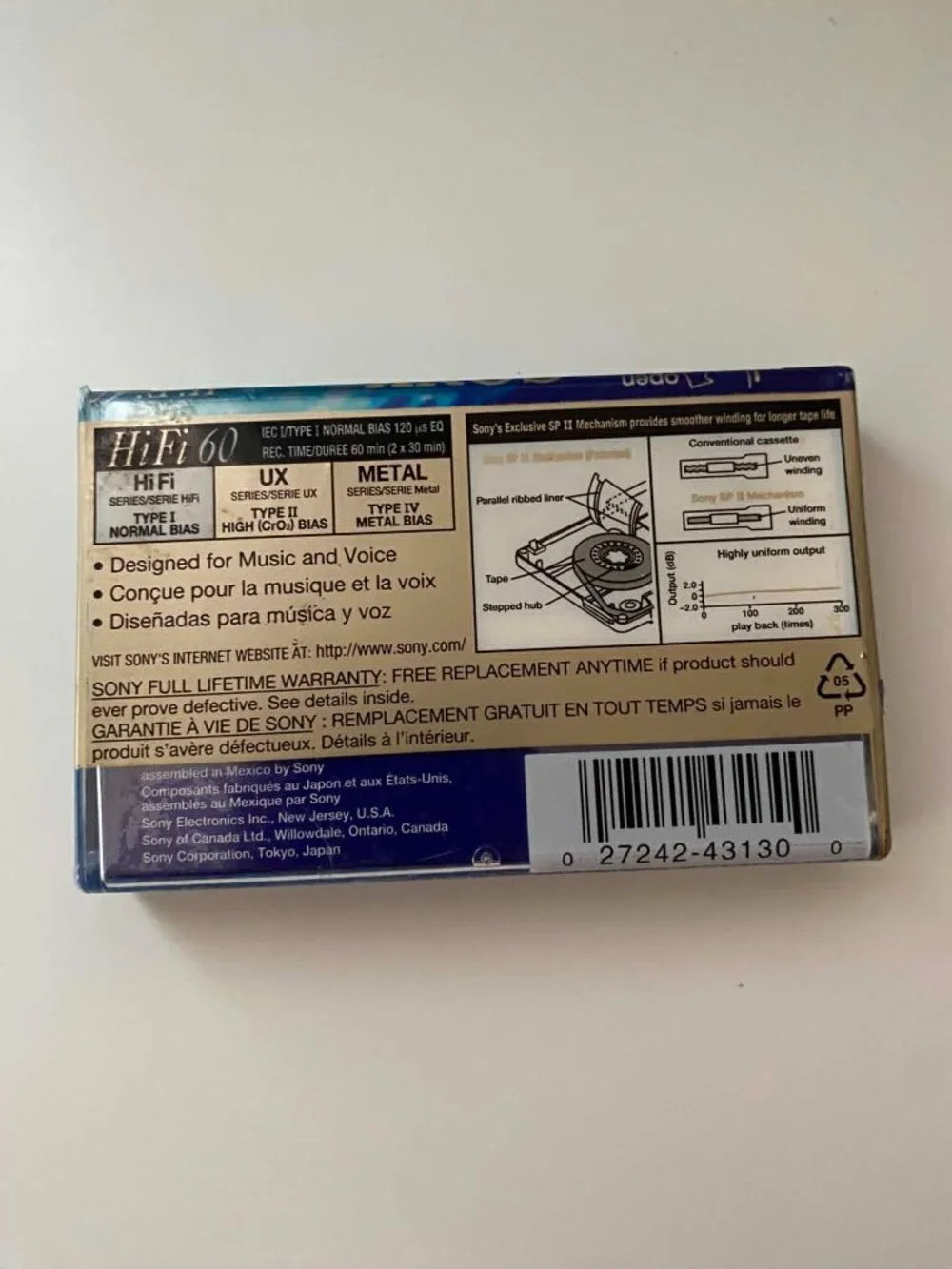 SONY HiFi 60 Mins/90m C-60HFB Blank Tape IEC I Type I Normal Bias Cassette Tape